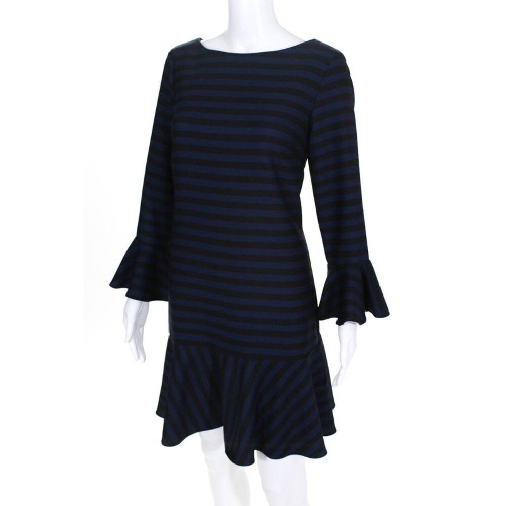 Sail To Sable Stripe Flounce Dress Blue Black Size 8 10738476 - Picture 2 of 6